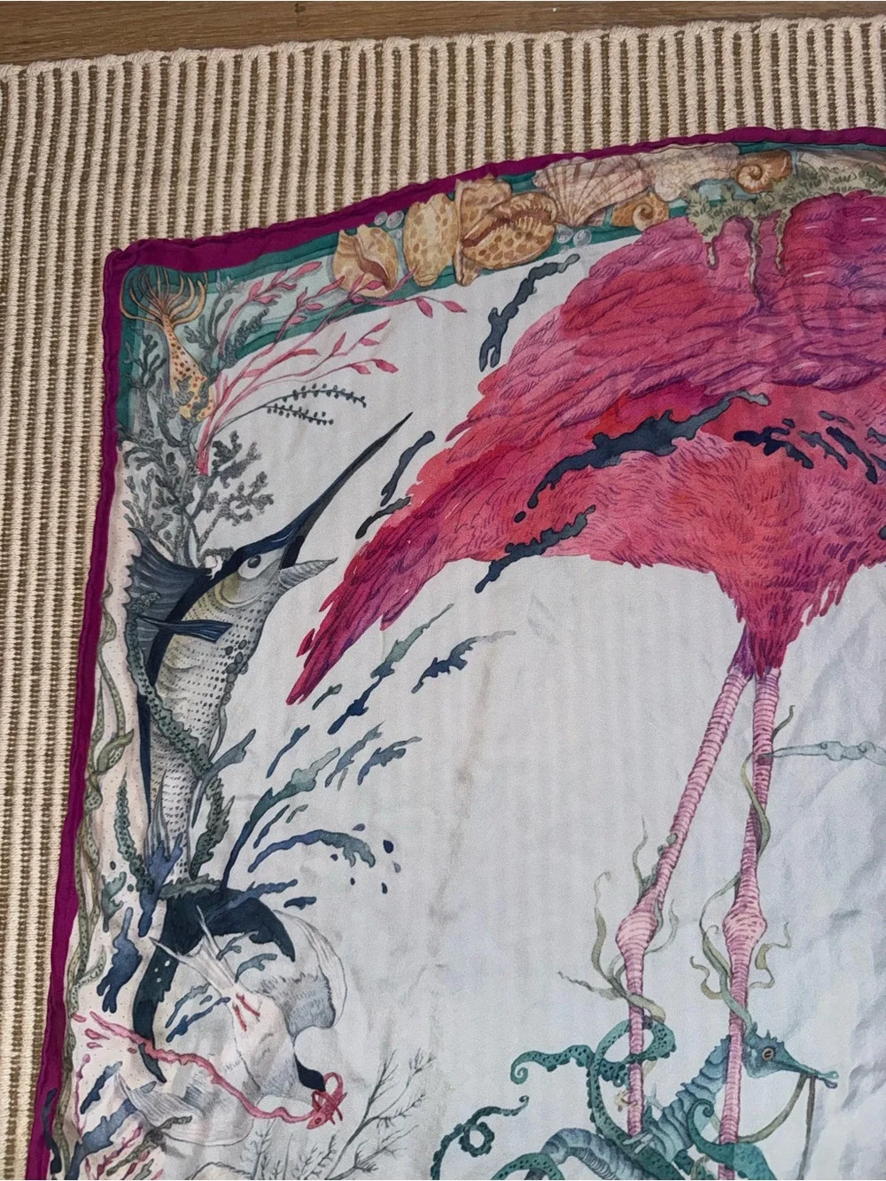 Sarah Flint Silk Scarf - Wild Waters Scarf 90 × 90 cm/ Fuchsia & Turquoise Si
